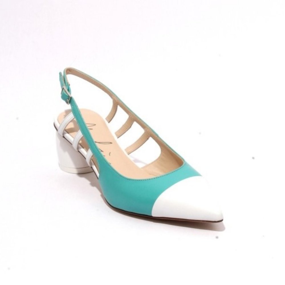 ITALIAN Multicolor Leather Slingback Heel Sandals